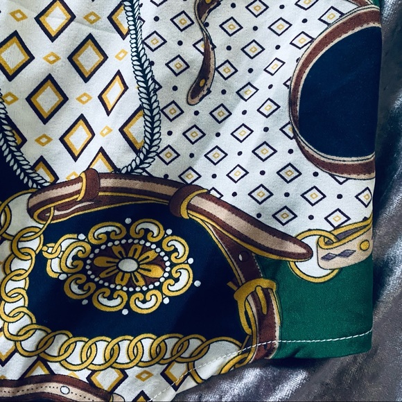 Vintage Inspired Green Black and White Button Down Blouse small - Picture 5 of 10